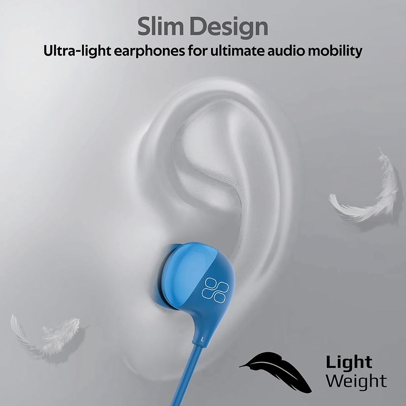 بروميت سماعات كوميت بمدخل 3.5 مم بتصميم داخل الاذن وخاصية الغاء الضوضاء مع مايكروفون, ازرق