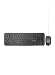 Promate COMBO-KM2.EN Wired English Keyboard and 1200 DPI Mouse Combo Set, Black