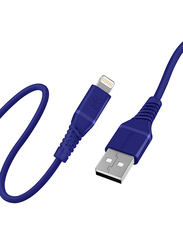 Promate 1.2-Meter High Tensile 2.4A Super-Fast Silicone Cord, USB Type A to Lightning Cable with 480 Mbps Data Sync for iPhone 13, iPad, AirPods Pro, PowerLine-Ai120, Blue