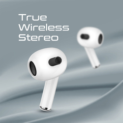 Promate FreePods-2 Bluetooth Wireless Earbuds with TWS, Wireless Charging Case and Mic, White