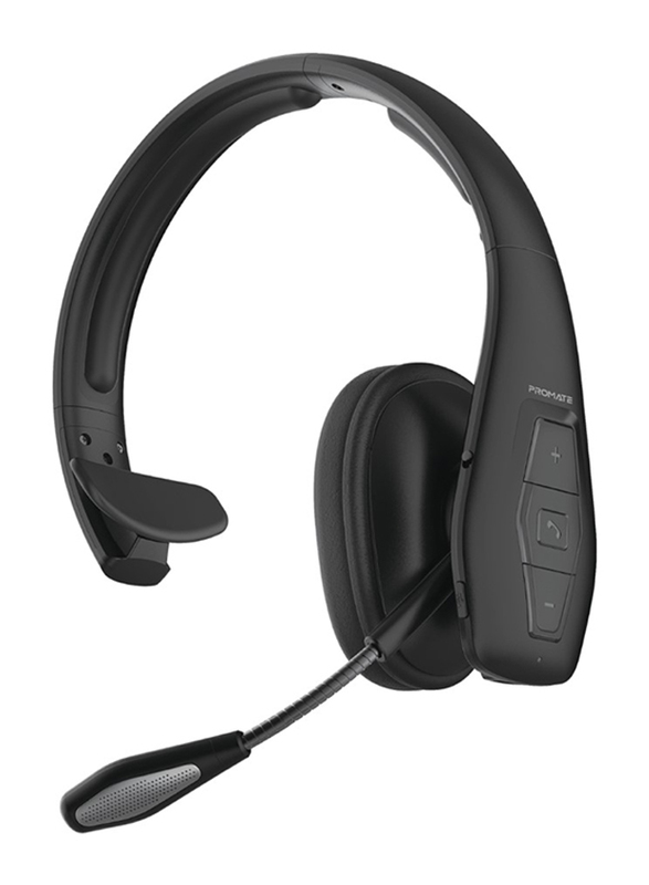 Promate Engage-Pro Wireless/Bluetooth Mono Over-Ear Headset with Mic, Black