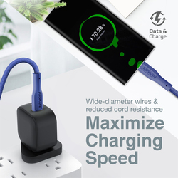 Promate 1-Meter PowerBeam C USB Type C Cable, with 480Mbps Data Sync USB Type-C Male to USB Type-C, with 60W Power Delivery for Mobile Phones, XCord-CC, Navy Blue