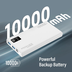 Promate Universal Ultra-Slim Portable Charger 10000mAh Power Bank with 10W USB-C Input/Output Port, White