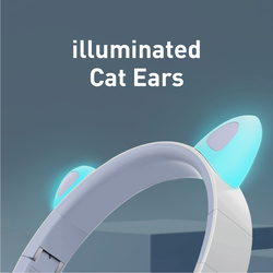 Promate Panda Wireless/Bluetooth On-Ear Kids Headset with LED Cat Ears, Lilac