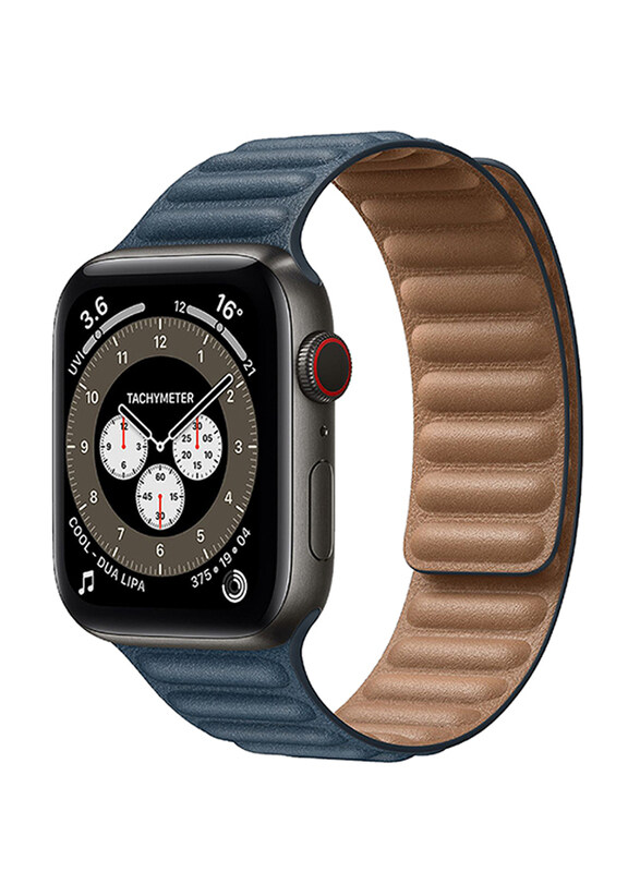 

Promate Maglet-44 Leather Strap for Apple Watch 42mm/44mm Series 1/2/3/4/5/6/SE, Blue