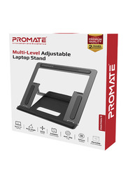 Promate Desk Mate 5 Aluminum Stand for Laptops Up to 17-inch, Anti-Slip Silicon Pads and Foldable Design, Silver