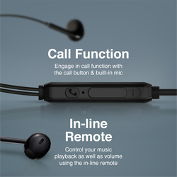 Promate In-Ear Mic Anti-Tangle Cable and Button Control Noise Isolation Phonic Wired Earphones, Black