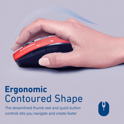 Promate EZGrip Wireless Optical Ergonomic Mouse, Red