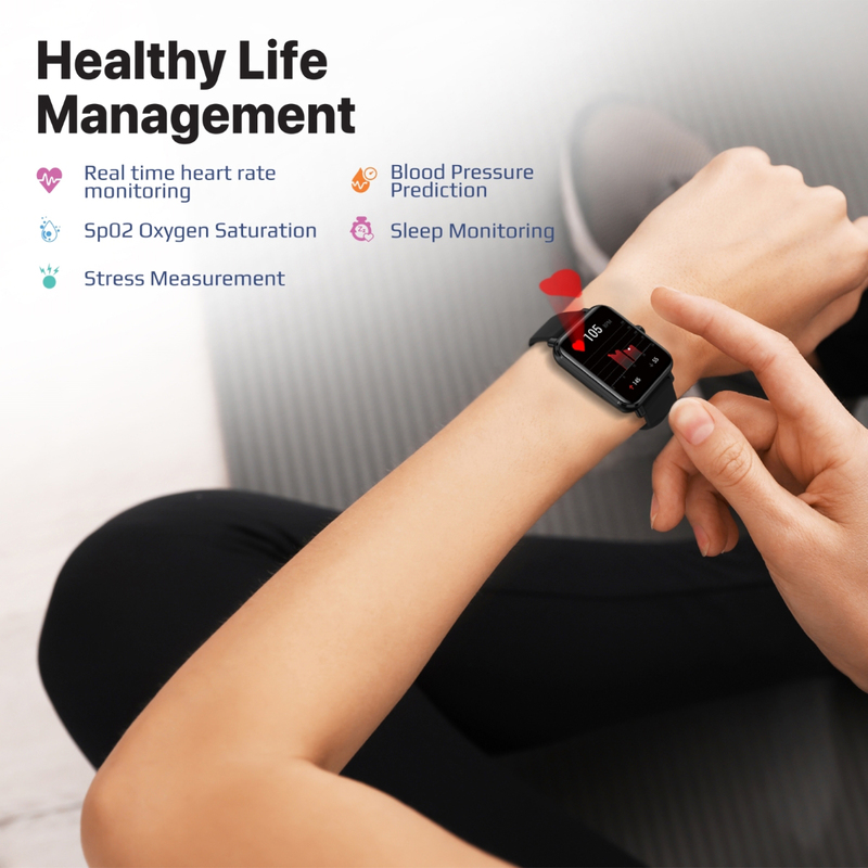 Promate Bluetooth 5.3 Health and Fitness Tracker with Media Storage 1.78 AMOLED Display Smart Watch, ProWatch-M18, Black