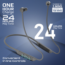 Promate Wireless Neckband Earphones, Hi-Fi Lightweight Wireless Bluetooth Earphones with Anti-Slip Liquid Silicone Neckband, 24H Playtime and In-Line Controls for iPhone 14, Galaxy S23