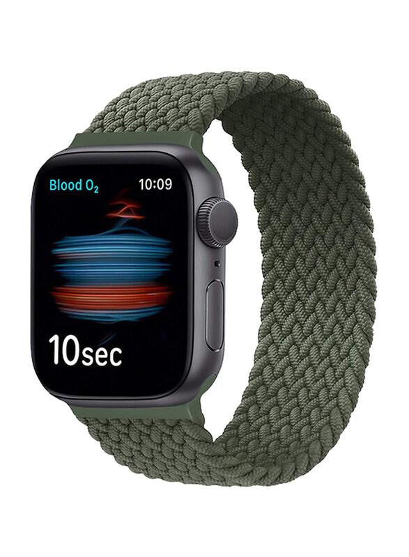 

Promate Fusion-44L Solo Loop Nylon Braided Strap for Apple Watch 42mm/44mm Series 1/2/3/4/5/6/SE, Large, Green