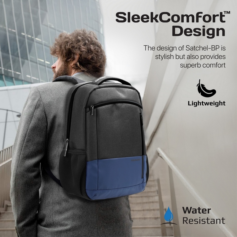 Promate Laptop Backpack, SleekComfort Lightweight 15.6” Laptop Backpack with Secure Zippers, Water-Resistance, Multiple Compartments and Tablet pocket for MacBook Air, iPad Air, Dell XPS 15