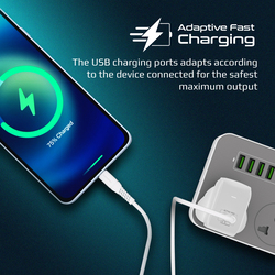 Promate USB Type-C GaN UK Wall Charger with 67W Power Delivery USB-C 3.0 Port, GANCUBE-67.UK-BK, White