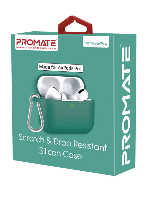 Promate Silicase-Pro Scratch & Drop Resistant Silicone Case for AirPods Pro, Green