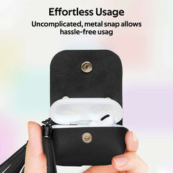 Promate Tassel-Pro Trendy Leather Protective Case for AirPods Pro, Black