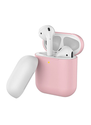 Promate SiliCase Silicone Case for Apple AirPods/AirPods 2, Slim-Fit Two-Tone Shockproof Protective Wireless Charging Cover with Dual-Lid, Scratch Resistance and Anti-Slip, Pink