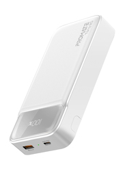 Promate 20000mAh Power Bank with Kickstand 20W USB-C PD Port and QC 3.0 18W Port, White