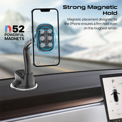 Promate Car Phone Mount with 360 Degree Design N52 Powerful Magnet and Slip-Proof Surface, Black