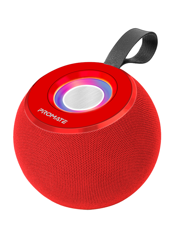 Promate Premium 5W True Wireless Portable LED Bluetooth Speaker, Red