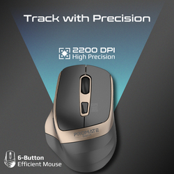 Promate Wireless Mouse, Ergonomic Silent Click Optical 2.4GHz Cordless Mice with Adjustable 2200DPI, 6 Programmable Buttons, USB Nano Receiver and 10m Working Distance for MacBook Air, Dell XPS 13