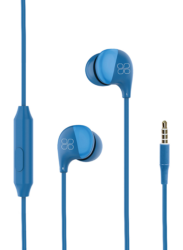 بروميت سماعات كوميت بمدخل 3.5 مم بتصميم داخل الاذن وخاصية الغاء الضوضاء مع مايكروفون, ازرق
