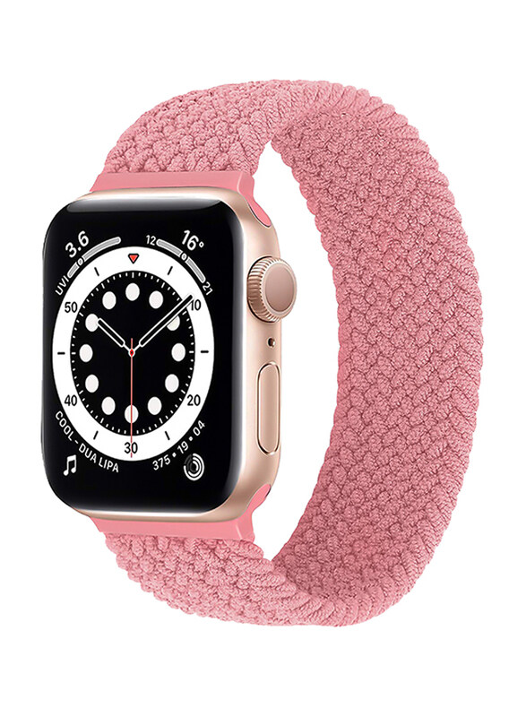 

Promate Fusion-40L Solo Loop Nylon Braided Strap for Apple Watch 38mm/40mm Series 1/2/3/4/5/6/SE, Large, Pink