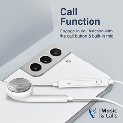 Promate In-Ear USB-C with Built-In Mic In-Line Button Lingo-C Controls Mono Wired Earphone, White