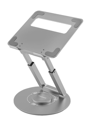 Promate Aluminium Design Laptop Stand with Heat Dissipation and Extendable Height, DeskMate-6, Silver