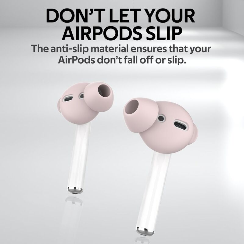 Promate PodSkin Silicone Sporty Ear Tips for Apple AirPods/Apple AirPods 2, Ultra-Slim Silicone Anti-Slip Noise-Isolating Earbuds Cover with Sweat-Resistant Design and Silicone Carrying Pouch, Pink