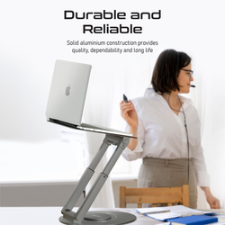 Promate Aluminium Design Laptop Stand with Heat Dissipation and Extendable Height, DeskMate-6, Silver