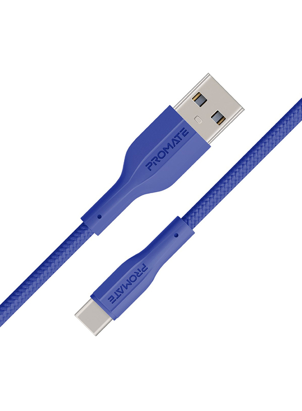 Promate 1-Meter A USB Type C Cable, with 480Mbps Data Sync 2A Fast Charging USB Type-A Male to USB Type-C, with 60W Power Delivery for Samsung Galaxy S22, iPad Air, XCord-AC, Navy Blue