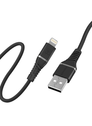 Promate 1.2-Meter 480 Mbps Data Sync Cord, USB Type A to Lightning Cable with 2.4V Output, PowerLine-Ai120, Black