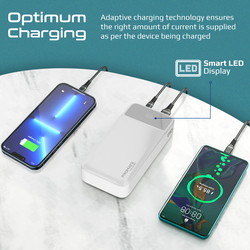 Promate 20000mAh Power Bank with Kickstand 20W USB-C PD Port and QC 3.0 18W Port, White