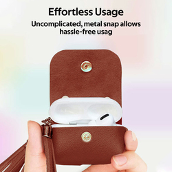 Promate Tassel-Pro Trendy Leather Protective Case for AirPods Pro, Brown