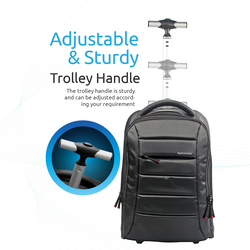 Promate BizPak-TR Heavy Duty Trolley Bag for 15.6 Inch Laptop, Black