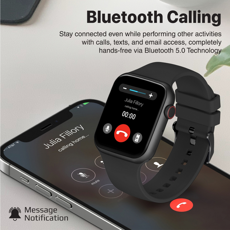 Promate Bluetooth 5.0 Health and Fitness Tracker 1.9 TFT Display Smart Watch, XWatch-B19, Black