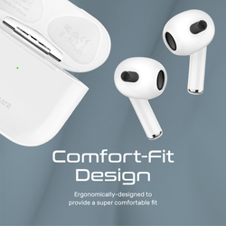 Promate FreePods-2 Bluetooth Wireless Earbuds with TWS, Wireless Charging Case and Mic, White