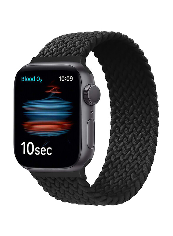 

Promate Fusion-44XL Solo Loop Nylon Braided Strap for Apple Watch 42mm/44mm Series 1/2/3/4/5/6/SE, Extra Large, Charcoal Black