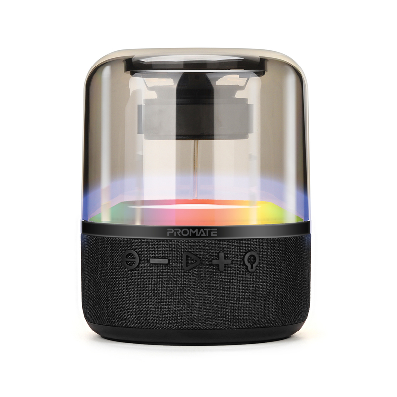 Promate Bluetooth Speaker, Premium 10W True Wireless Portable LED Speaker with 360-Degree HD Sound, Light Show, 6H Playtime, 3.5mm Audio Jack, USB Port and TF Card Slot for iPhone 14, iPad Air, iPod