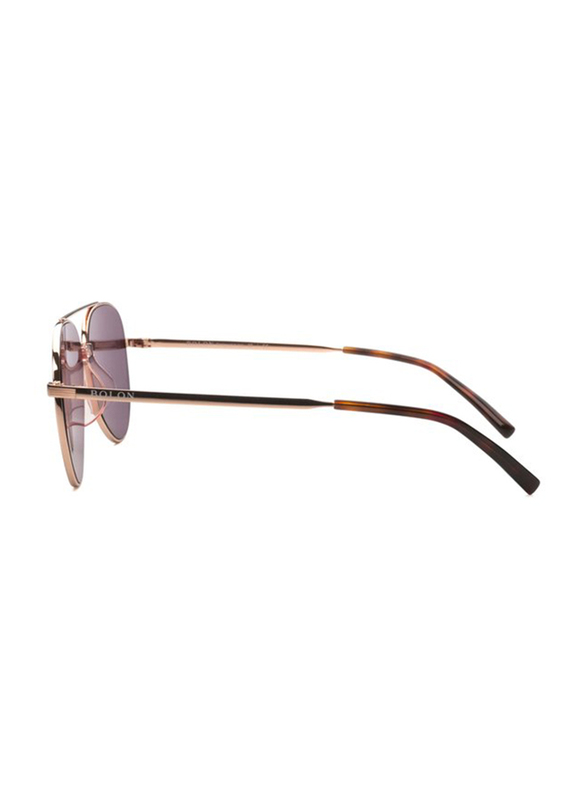 Bolon Full-Rim Aviator Rose Gold Sunglasses for Unisex, Brown Lens, BK7003 A31 53, 53/11/141