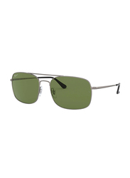 Ray-Ban Polarized Full-Rim Square Dark Grey Sunglasses Unisex, Green Classic, 0RB3611 029/O9, 60/18/145