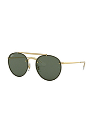 Ray-Ban Full-Rim Round Gold Sunglasses for Women, Green Lens, 0RB3614N 914071, 54/18/145