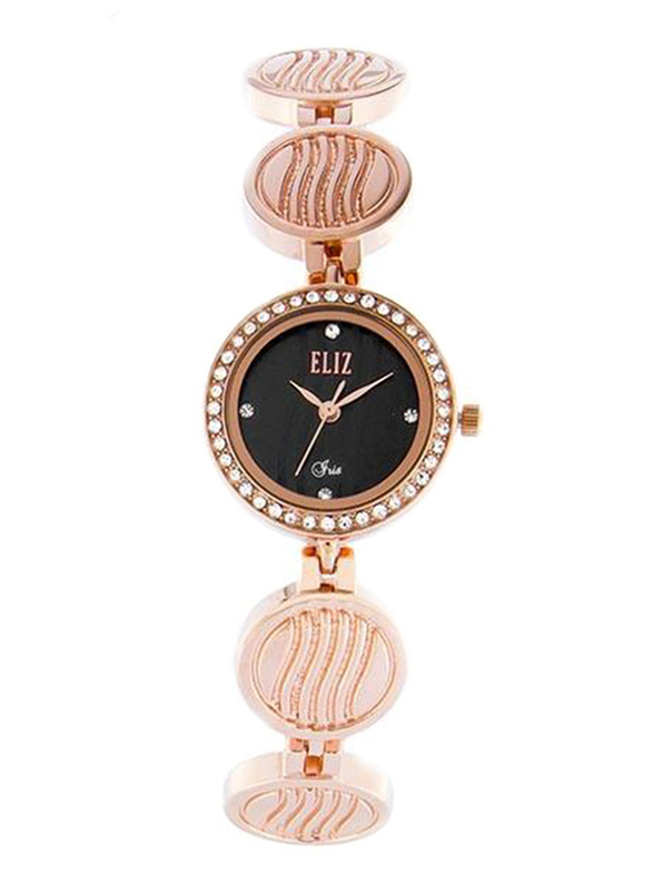 Eliz Analog Watch for Women with Stainless Steel Band, Water Resistant, ES8643L2RNR, Rose Gold-Black