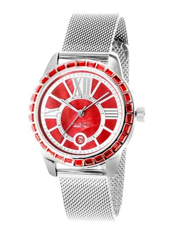 Blade Endure Analog Watch for Women with Stainless Steel Band, Water Resistant, 3333L2SRS, Silver-Red