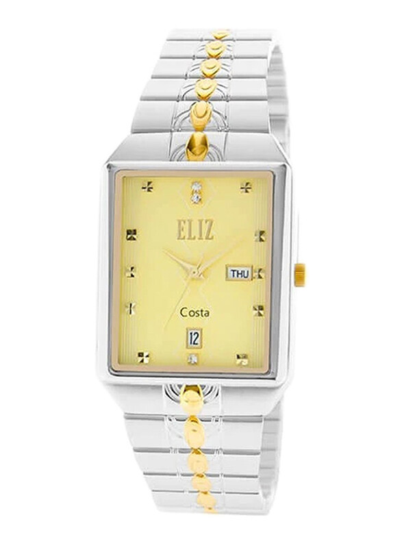 

Eliz Classique Analog Watch for Men with Stainless Steel Band, Water Resistant, ES8149G2TCT, Silver/Gold-Champagne