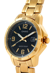 Casio Dress Analog Watch for Women with Stainless Steel Band, Water Resistant, LTP-V004G-1BUDF, Gold-Black