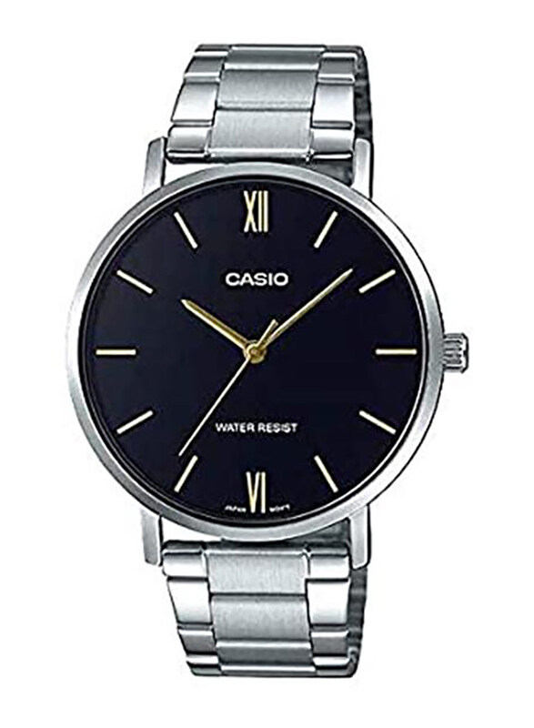 

Casio Analog Watch for Men with Stainless Steel Band, Water Resistant, MTP-VT01D-1B, Silver-Black