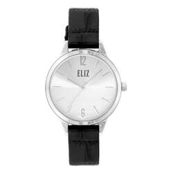 ELIZ ES8742L1SSN SS Caseback & Leather 3-Hands Women's Watch