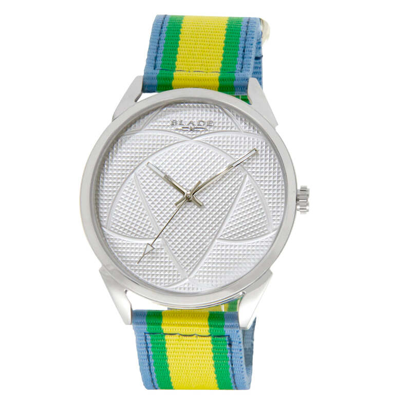 BLADE Retro Futbol Yellow-Green-Blue 3697GSW6B SS & Nylon 3-Hands Unisex Watch