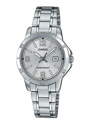 Casio Dress Analog Watch for Women with Stainless Steel Band, Water Resistant, LTP-V004D-7B2UDF, Silver